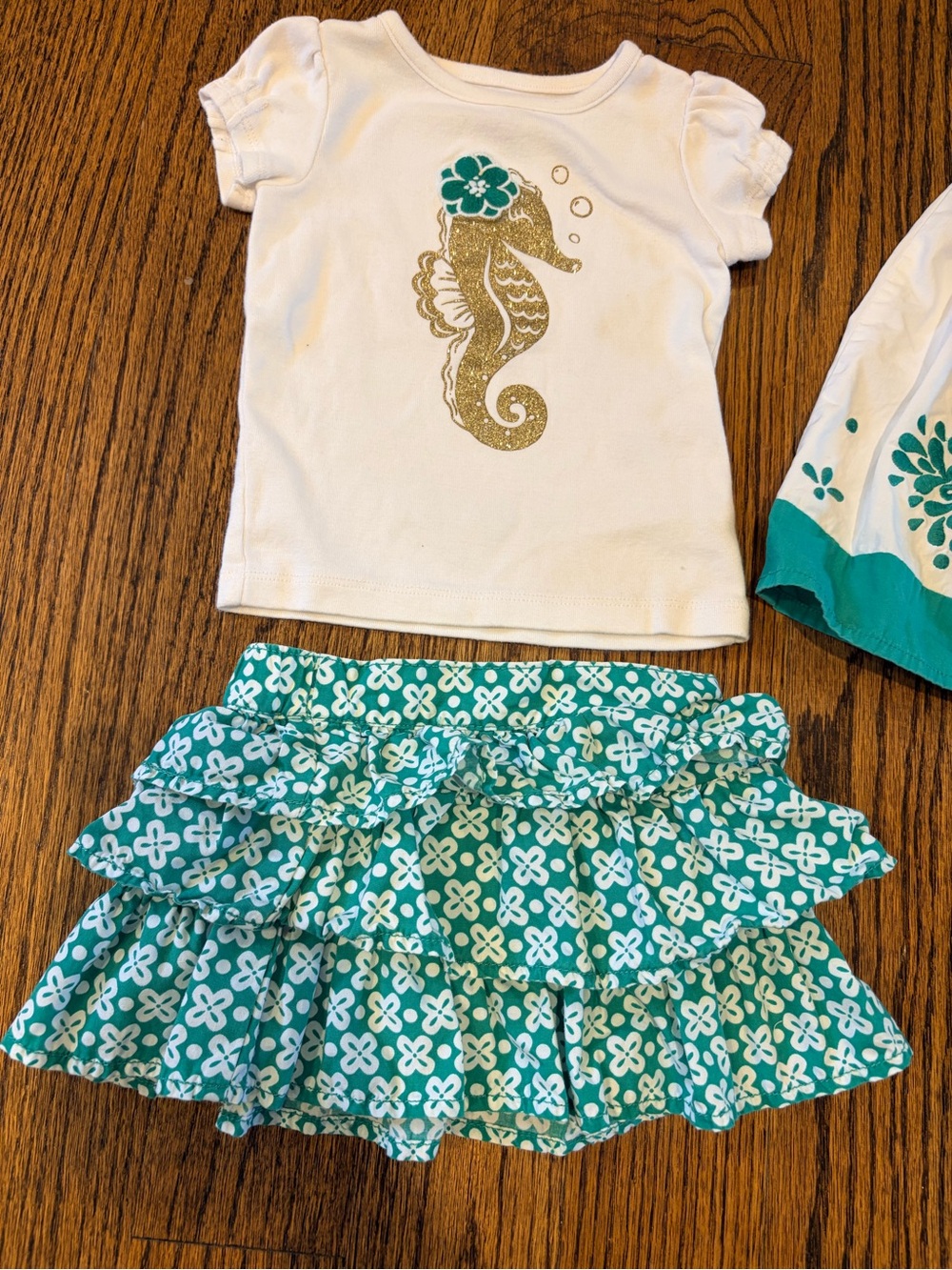 Gymboree Teal & White Ruffle Skirt